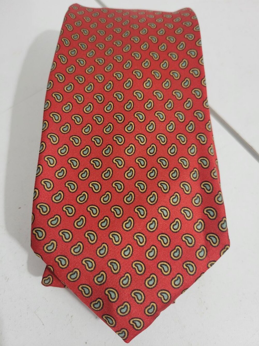 Christian Dior Red Orange Silk Tie